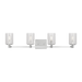 Generation Lighting Parker 4-Light Bath Vanity Wall Sconce In Chrome Finish With Clear Crackle Glass Shades(GLV1034CH)
