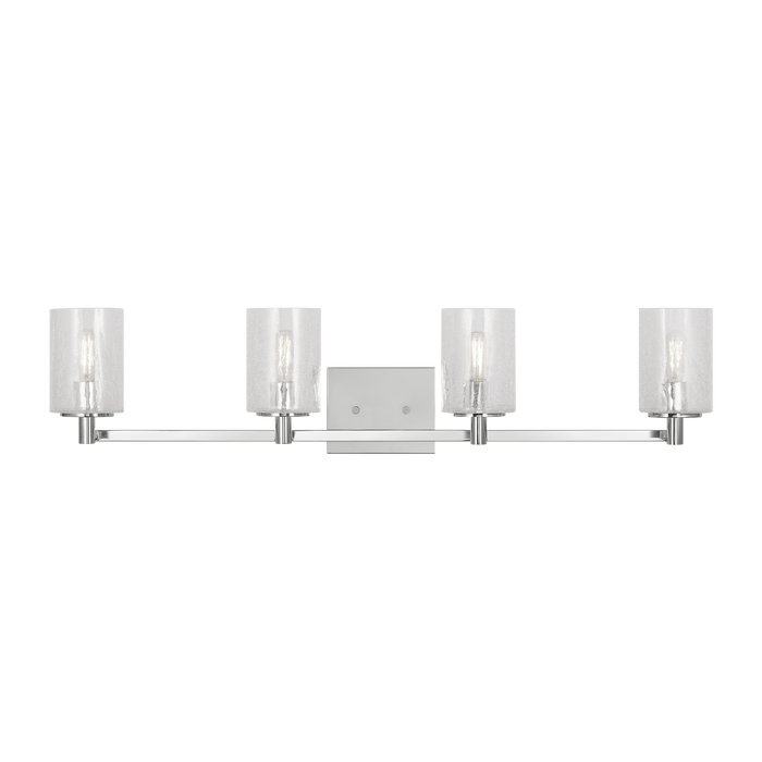 Generation Lighting Parker 4-Light Energy Star-Rated Bath Vanity Wall Sconce In Chrome Finish With Clear Crackle Glass Shades(GLV1034EN/CH)