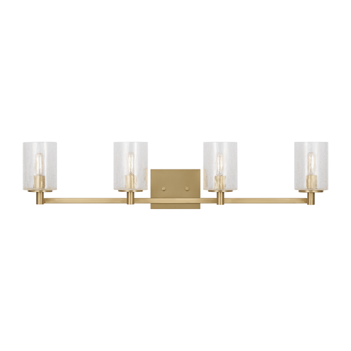 Generation Lighting Parker 4-Light Bath Vanity Wall Sconce In Satin Bronze Finish With Clear Crackle Glass Shades(GLV1034SB)