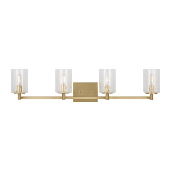 Generation Lighting Parker 4-Light Bath Vanity Wall Sconce In Satin Bronze Finish With Clear Crackle Glass Shades(GLV1034SB)