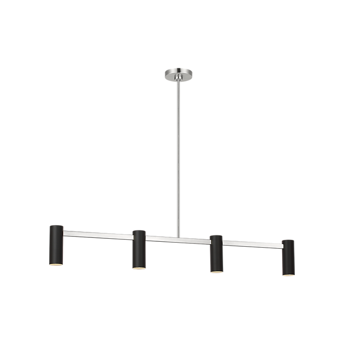 Generation Lighting Zentro Four-Light Linear Chandelier Brushed Nickel Bulb[s] Not Included (GLC2074BN)