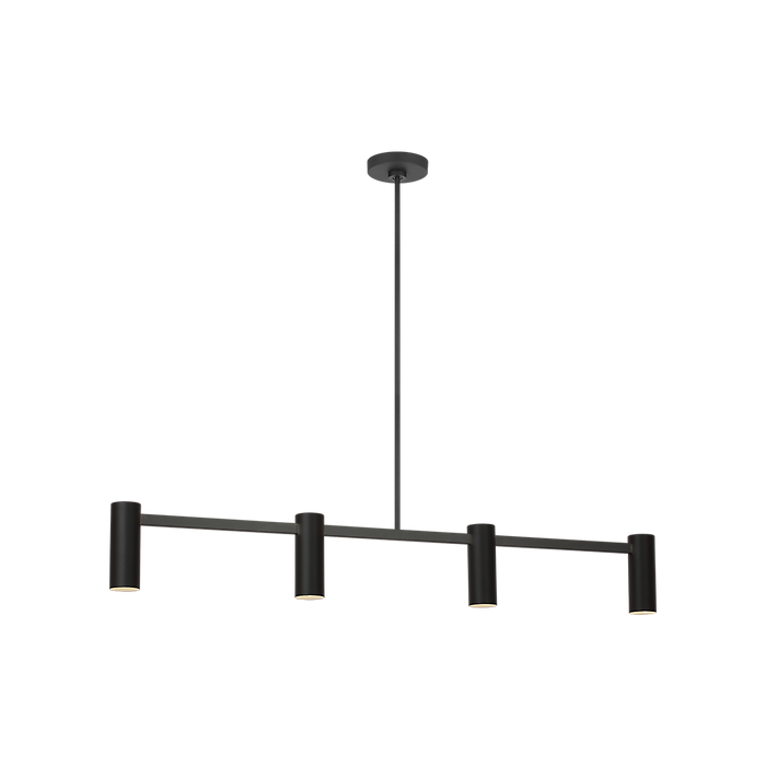 Generation Lighting Zentro Four-Light Linear Chandelier Midnight Black Bulb[s] Included (GLC2074MBKE)