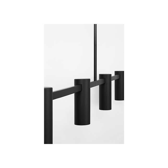 Generation Lighting Zentro Four-Light Linear Chandelier Midnight Black Bulb[s] Not Included (GLC2074MBK)