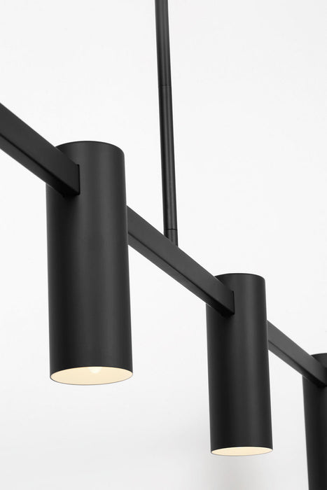 Generation Lighting Zentro Four-Light Linear Chandelier Midnight Black Bulb[s] Not Included (GLC2074MBK)