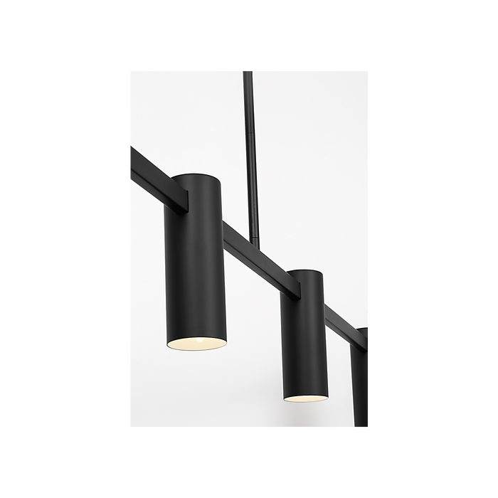 Generation Lighting Zentro Four-Light Linear Chandelier Midnight Black Bulb[s] Included (GLC2074MBKE)