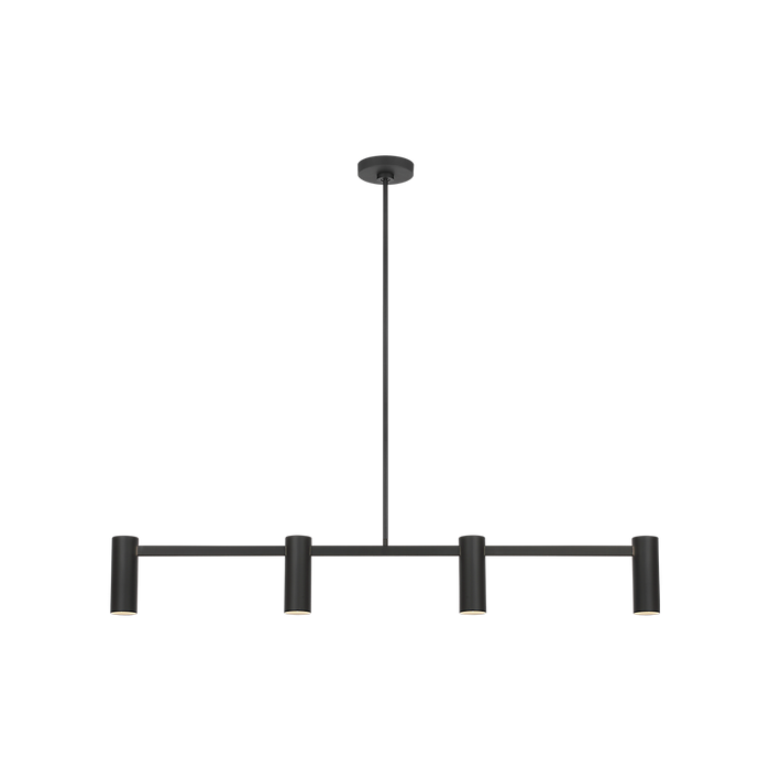Generation Lighting Zentro Four-Light Linear Chandelier Midnight Black Bulb[s] Included (GLC2074MBKE)