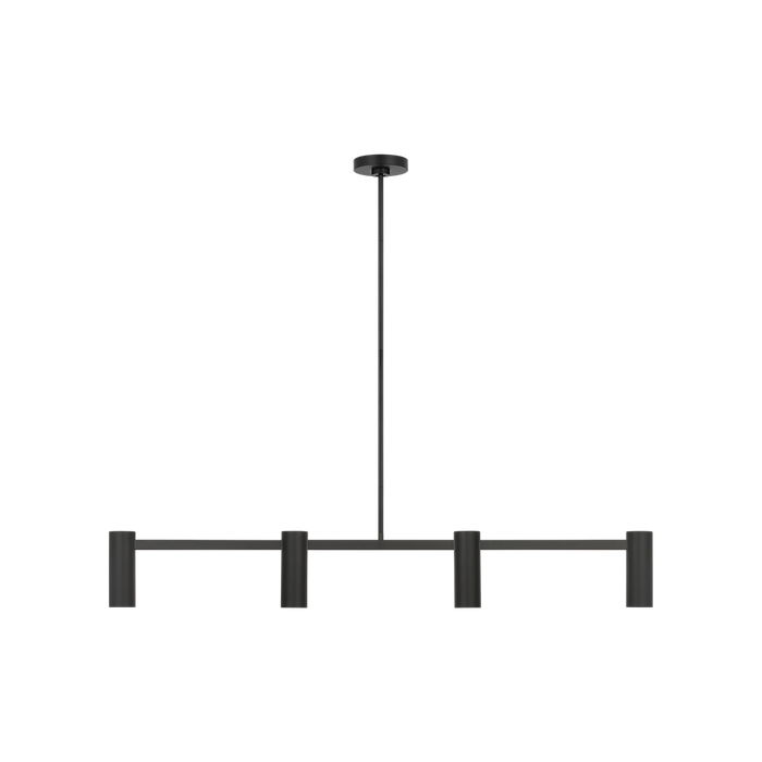Generation Lighting Zentro Four-Light Linear Chandelier Midnight Black Bulb[s] Included (GLC2074MBKE)