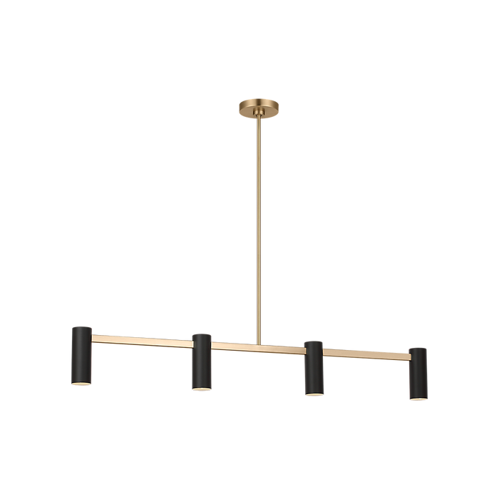 Generation Lighting Zentro Four-Light Linear Chandelier Satin Brass Bulb[s] Not Included (GLC2074SB)