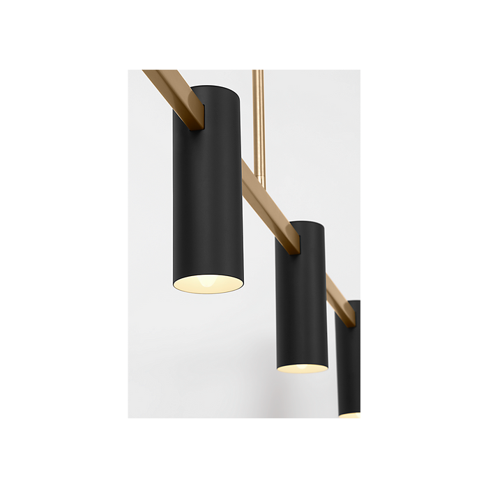Generation Lighting Zentro Four-Light Linear Chandelier Satin Brass Bulb[s] Not Included (GLC2074SB)