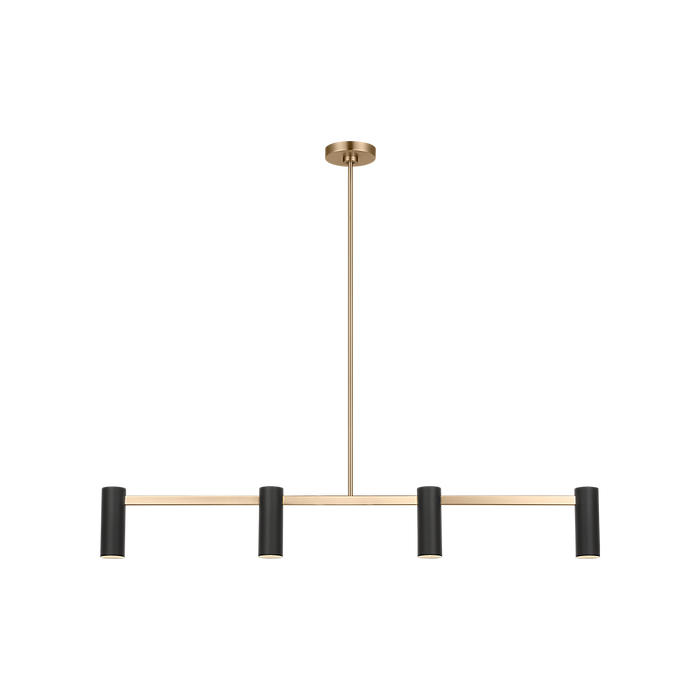 Generation Lighting Zentro Four-Light Linear Chandelier Satin Brass Bulb[s] Not Included (GLC2074SB)