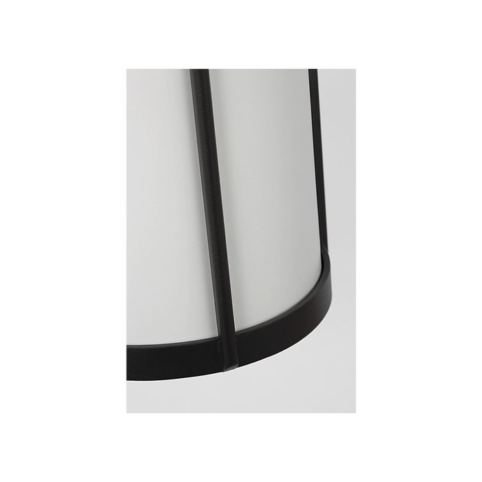 Generation Lighting Luning Small Lantern Textured Black with White Aluminum Shade Bulb[s] Included (GLO1091D-TXBE)
