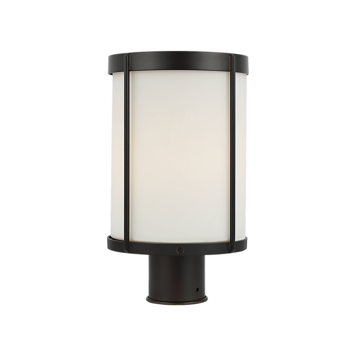 Generation Lighting Luning 13 Inch One-Light Outdoor Post Lantern Textured Black with Etched White Glass Bulb[s] Not Included (GLO1741OE-TXB)