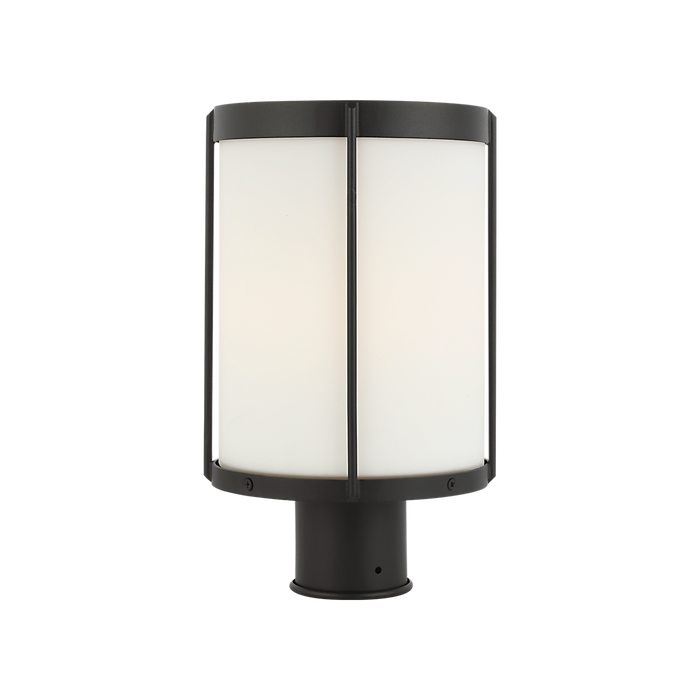 Generation Lighting Luning 13 Inch One-Light Outdoor Post Lantern Textured Black with Etched White Glass Bulb[s] Not Included (GLO1741OE-TXB)