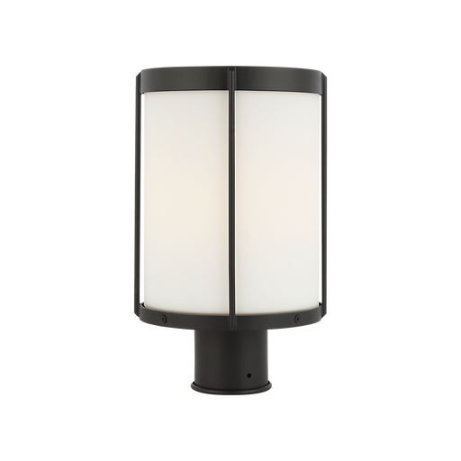 Generation Lighting Luning 13 Inch One-Light Outdoor Post Lantern Textured Black with Etched White Glass Bulb[s] Included (GLO1741OE-TXBE)
