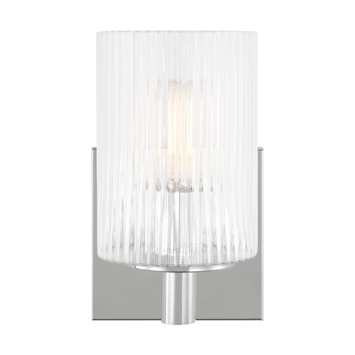 Generation Lighting Lando 1-Light Bath Vanity Wall Sconce In Chrome Finish With Clear Fluted Glass Shade(GLV1041CH)