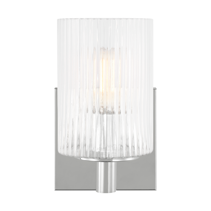 Generation Lighting Lando 1-Light Bath Vanity Wall Sconce In Chrome Finish With Clear Fluted Glass Shade(GLV1041CH)