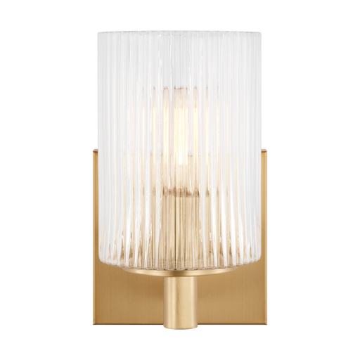 Generation Lighting Lando 1-Light Bath Vanity Wall Sconce In Satin Bronze Finish With Clear Fluted Glass Shade(GLV1041SB)