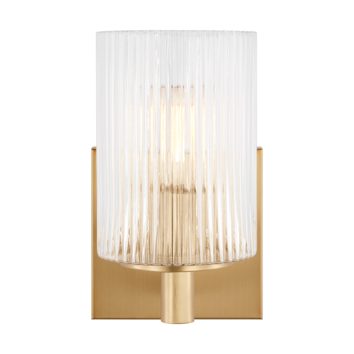 Generation Lighting Lando 1-Light Bath Vanity Wall Sconce In Satin Bronze Finish With Clear Fluted Glass Shade(GLV1041SB)