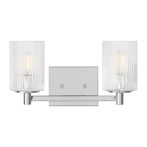 Generation Lighting Lando 2-Light Bath Vanity Wall Sconce In Chrome Finish With Clear Fluted Glass Shades(GLV1042CH)