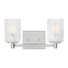 Generation Lighting Lando 2-Light Bath Vanity Wall Sconce In Chrome Finish With Clear Fluted Glass Shades(GLV1042CH)