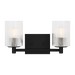 Generation Lighting Lando 2-Light Bath Vanity Wall Sconce In Midnight Black Finish With Clear Fluted Glass Shades(GLV1042MBK)