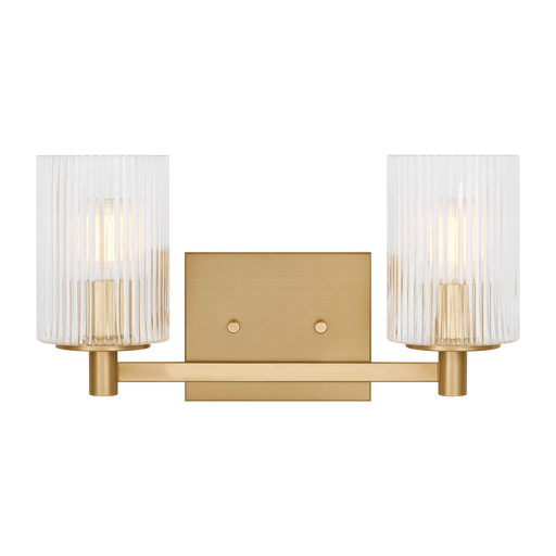 Generation Lighting Lando 2-Light Bath Vanity Wall Sconce In Satin Bronze Finish With Clear Fluted Glass Shades(GLV1042SB)