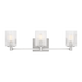 Generation Lighting Lando 3-Light Bath Vanity Wall Sconce In Brushed Steel Finish With Clear Fluted Glass Shades(GLV1043BS)