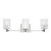 Generation Lighting Lando 3-Light Bath Vanity Wall Sconce In Chrome Finish With Clear Fluted Glass Shades(GLV1043CH)