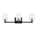 Generation Lighting Lando 3-Light Bath Vanity Wall Sconce In Midnight Black Finish With Clear Fluted Glass Shades(GLV1043MBK)