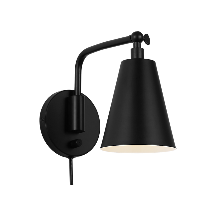 Generation Lighting Drae One-Light Task Sconce Midnight Black Bulb[s] Included (GLW2001MBKE)