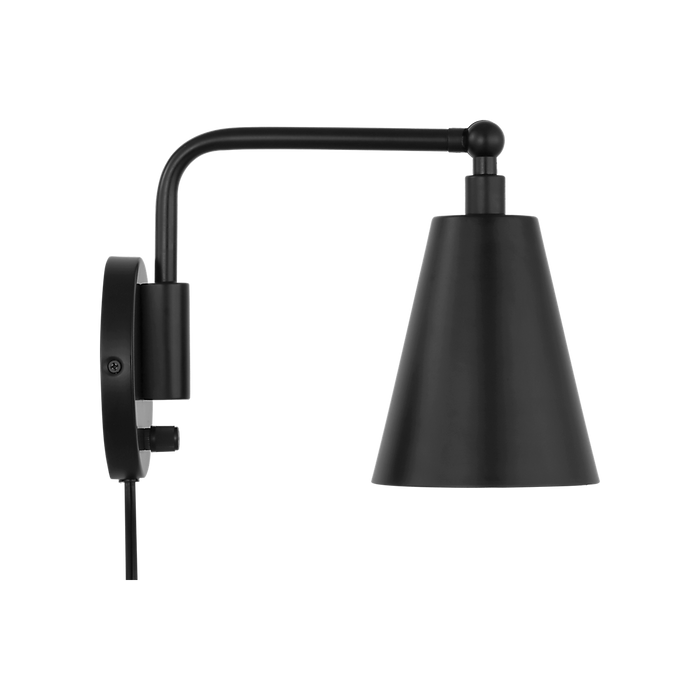 Generation Lighting Drae One-Light Task Sconce Midnight Black Bulb[s] Included (GLW2001MBKE)