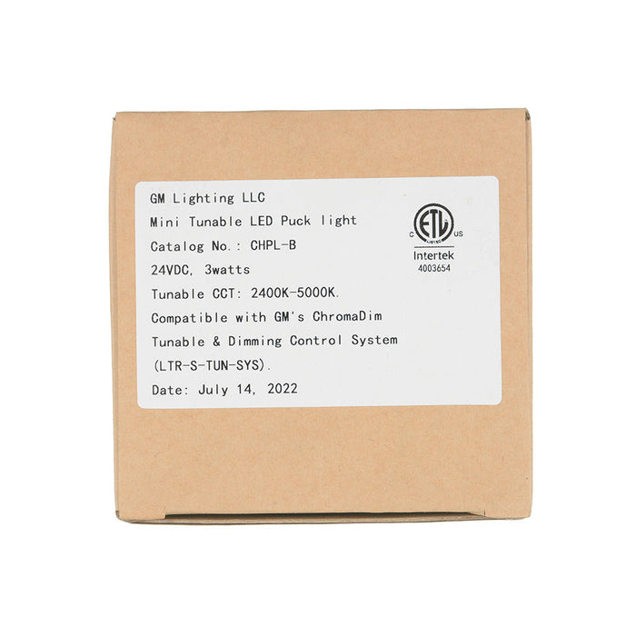 GM Lighting 3W 24V ChromaDim Puck Light Tunable White 2400K-5000K Dimmable 90 CRI Black (CHPL-B)