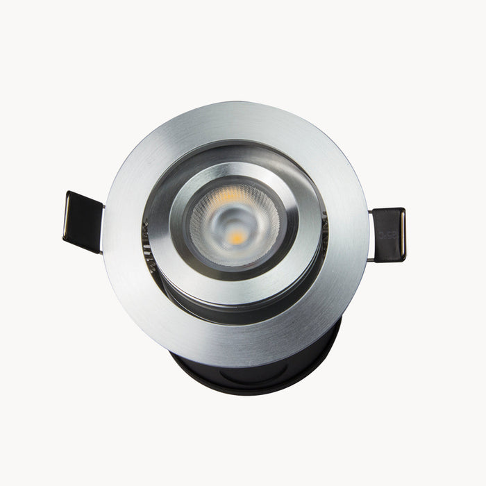 GM Lighting GMR6 Series 120VAC IC Rated Mini Adjustable LED Downlight 6W 500Lm 3000K 55 Degree Beam Spread Brushed Aluminum (GMR6-120V-IC-WFL-BA)