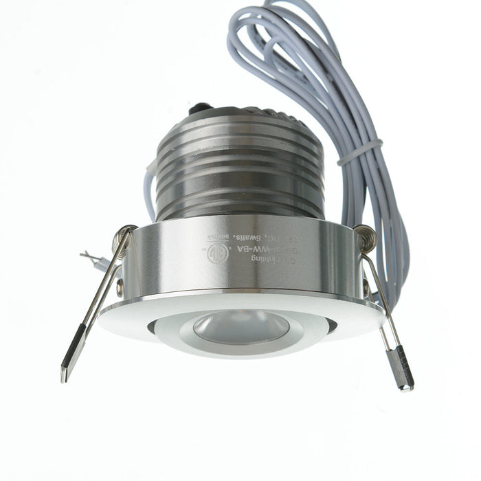 GM Lighting 12VDC Mini LED Dimmable Recessed Downlight 6W 375Lm 3000K 2-7/8 Inch Diameter Brushed Aluminum (GMR6-WW-BA)