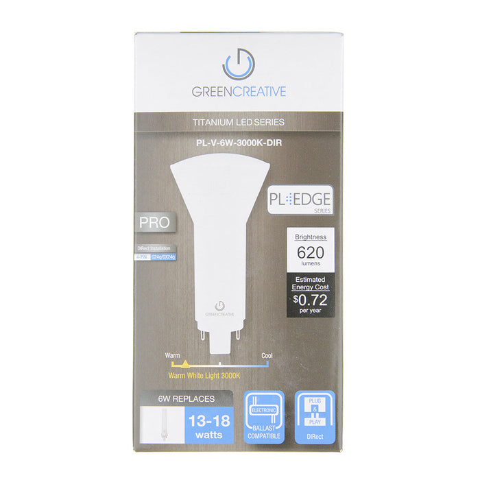 Green Creative 6PLV/830/DIR/R PLV G24q 6W PL Edge Series Direct Ballast Compatible 3000K (28371)
