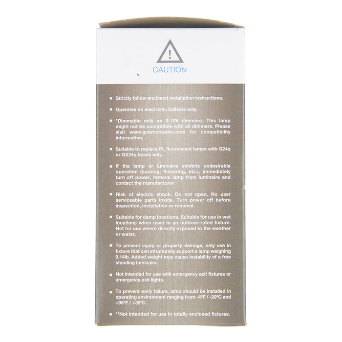 Green Creative 6PLV/830/DIR/R PLV G24q 6W PL Edge Series Direct Ballast Compatible 3000K (28371)