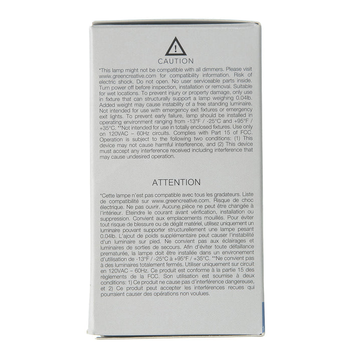 Green Creative 3.8FG16.5DIM/927/R Wet Location Rated G16.5 E12 3.8W T20 Filament High CRI 92 120V Dimmable Clear (36067)