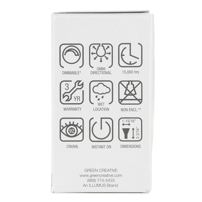 Green Creative 3.8FG16.5DIM/927/R Wet Location Rated G16.5 E12 3.8W T20 Filament High CRI 92 120V Dimmable Clear (36067)