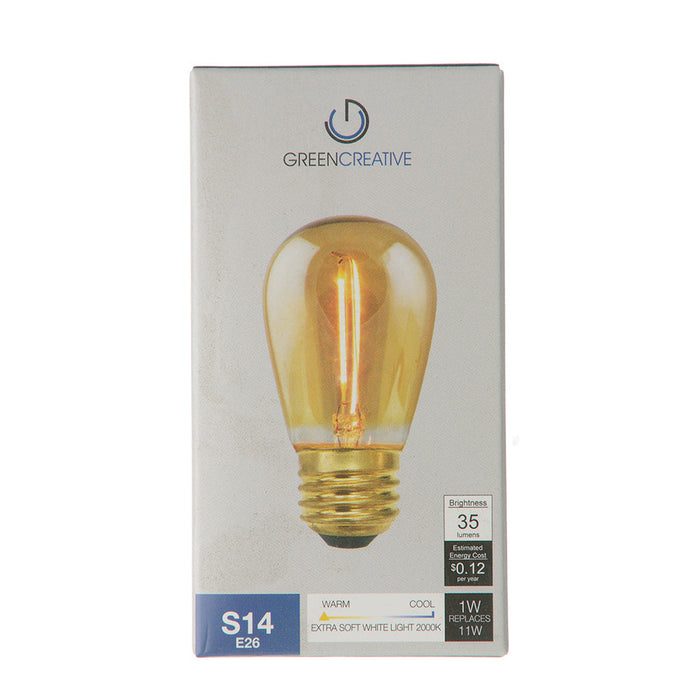 Green Creative 1FS14/820/A/R Wet Location Rated S14 E26 1W Filament 120V Amber (36078)
