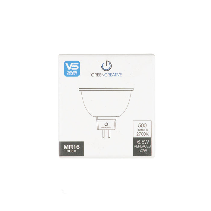 Green Creative 6.5MR16DIM/927FL35 MR16 Lamp GU5.3 Base 6.5W JA8/T20 High 92 CRI 12V Dimmable 2700K 35 Degree Beam Angle (36207)