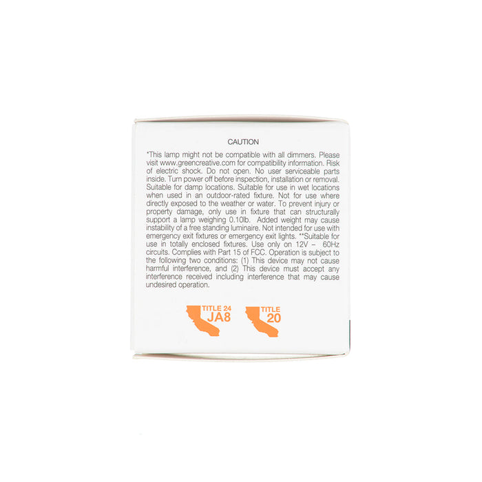 Green Creative 6.5MR16DIM/927FL35 MR16 Lamp GU5.3 Base 6.5W JA8/T20 High 92 CRI 12V Dimmable 2700K 35 Degree Beam Angle (36207)