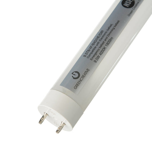 Green Creative 9.5T8/4F/840/HE/DIR LED 4 Foot T8 Tube 9.5W HE 4000K Direct Ballast Compatible (36772)