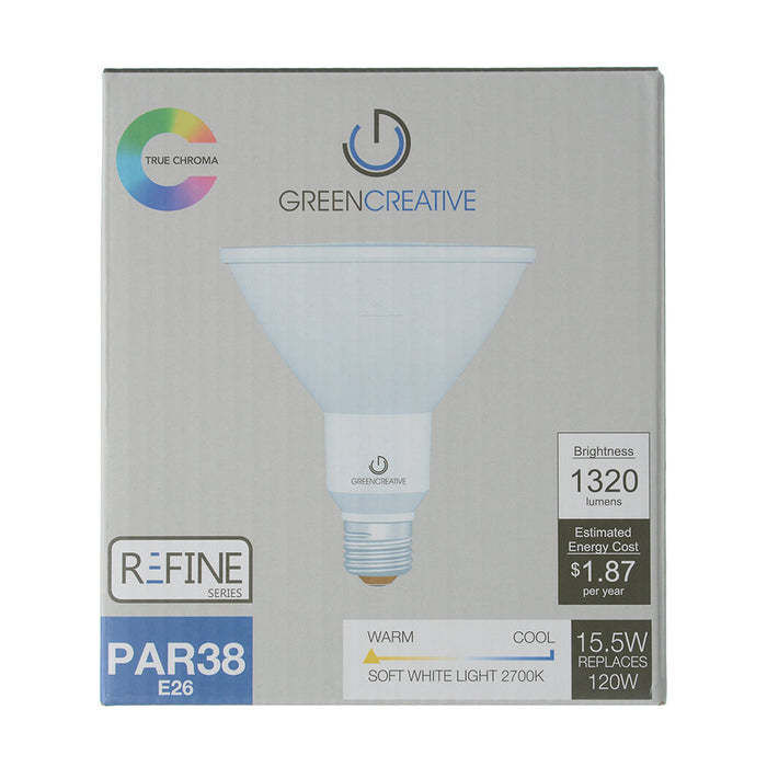 Green Creative 15.5PAR38DIM/927FL40/SL PAR38 E26 Base 15.5W Refine Series High 95 CRI 40 Degree Beam Angle 120V Dimmable (37203)