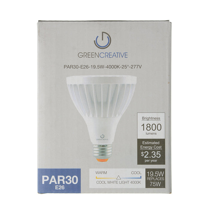 Green Creative 19.5PAR30HO/940NF25/277V PAR30 19.5W High Output High 90 CRI 120-277V Non-Dimmable 4000K (98208)