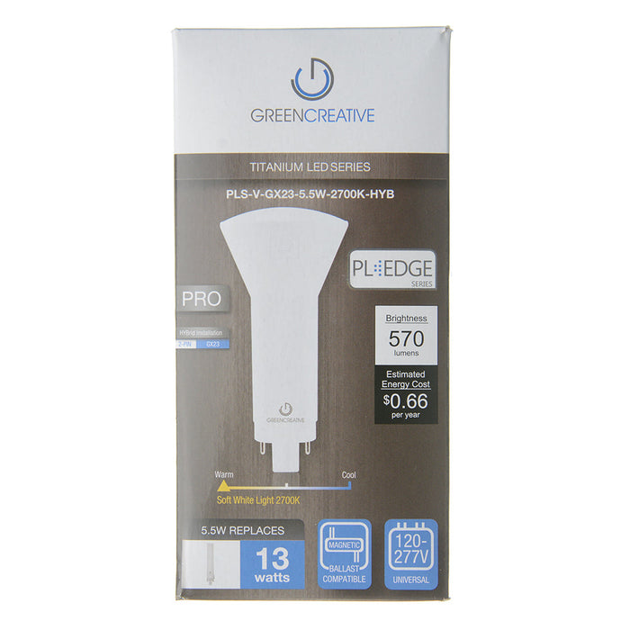 Green Creative 5.5PLSV/827/HYB/GX23 PLS V GX23 5.5W PL Edge Series Hybrid 2700K (98403)