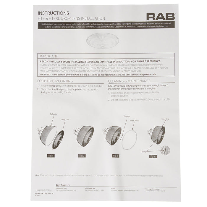 RAB Drop Lens H17 (H17-RDL)