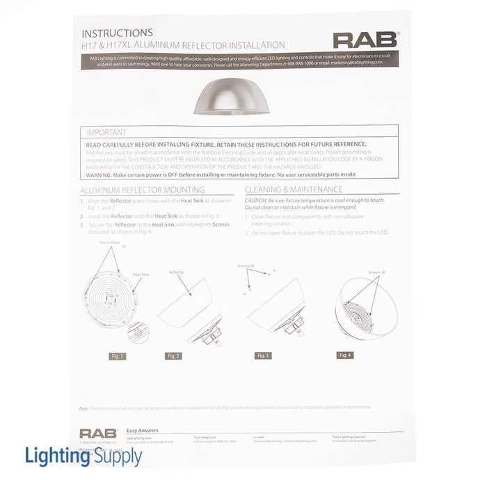 RAB H17XL Reflector Aluminum (H17XL-RAL)