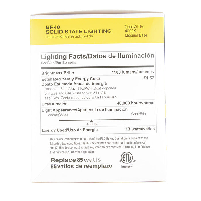 Halco 13BR40-FL-LED-940-D-PS 13W LED BR40 Flood Dimming 90 CRI 4000K White Housing T20/T24 JA8-2019-Performance Series (80288)