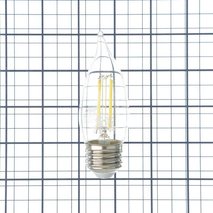 Halco LSCA11-CL-FLED4-930-E26-D LED Filament Flame Tip CA11 Bulb E26 Base 3000K 3-Step Built In Dimming Selectable 1.5W/3W/5W 80Lm/300Lm/800Lm 90 CRI 120V Clear (82637)