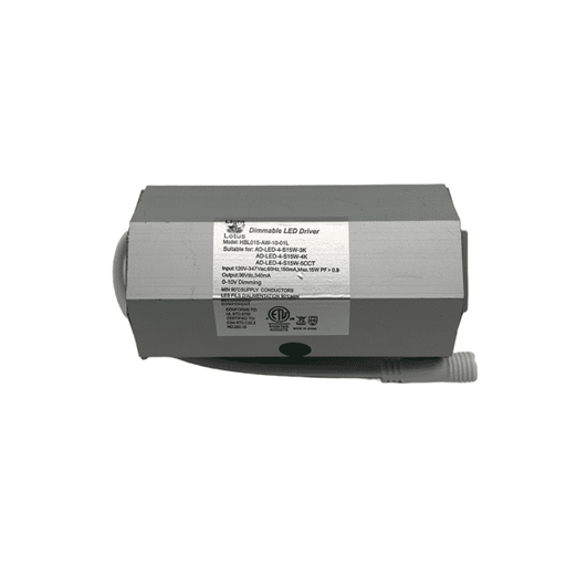Lotus LED Lights 120-347V Input Driver 0-10V Dimming For Models LED-2-S15W AD-LED-4-S15W And LEDd-6-S15W-FG (HBL015-AW-10-01L-FP)